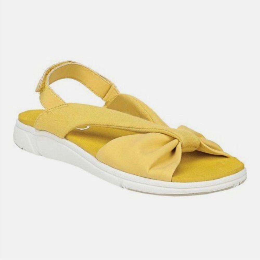 Women’s Ryka Macy Mimosa Yellow Bow Sandals Sport Adjustable Slingback size 8.5